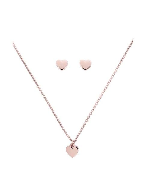 ted baker rose gold amoria sweetheart necklace & earring set