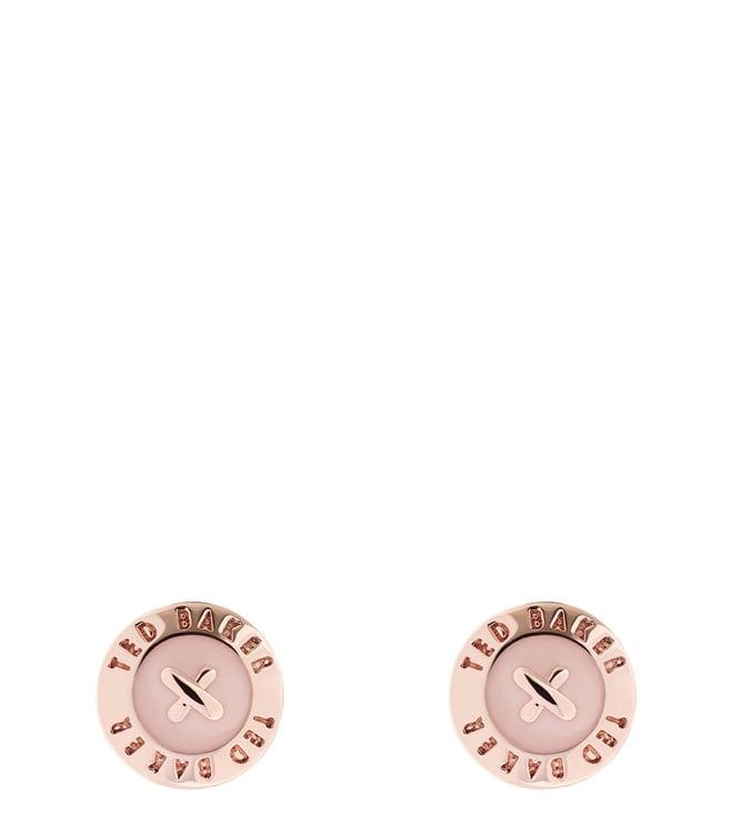 ted baker rose gold tone eisley enamel mini button earrings