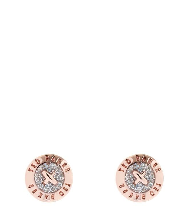 ted baker rose gold tone eisley enamel mini button earrings