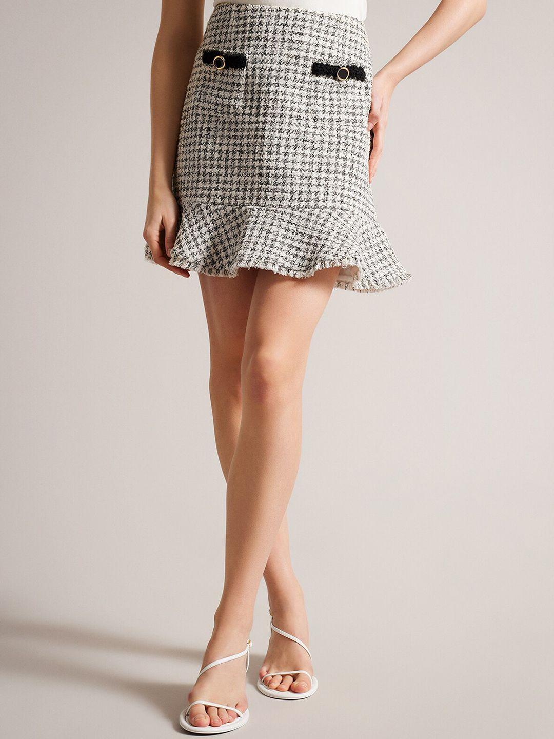 ted baker self design pure cotton peplum mini skirt