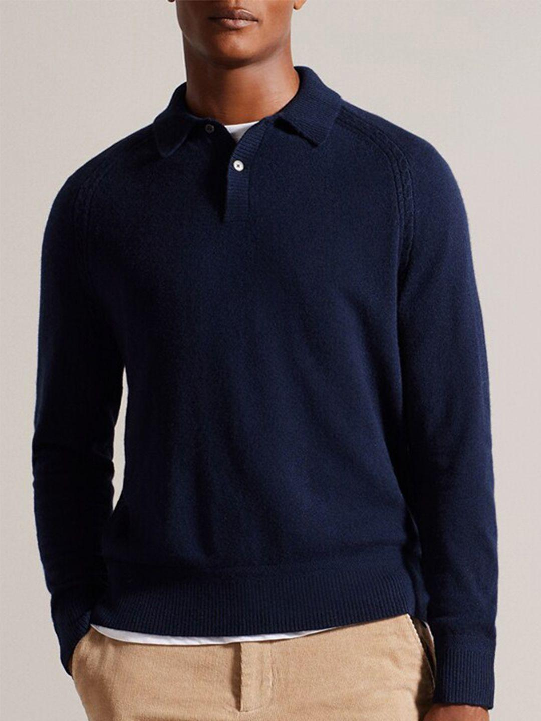 ted baker shirt collar long sleeves woollen pullover sweaters