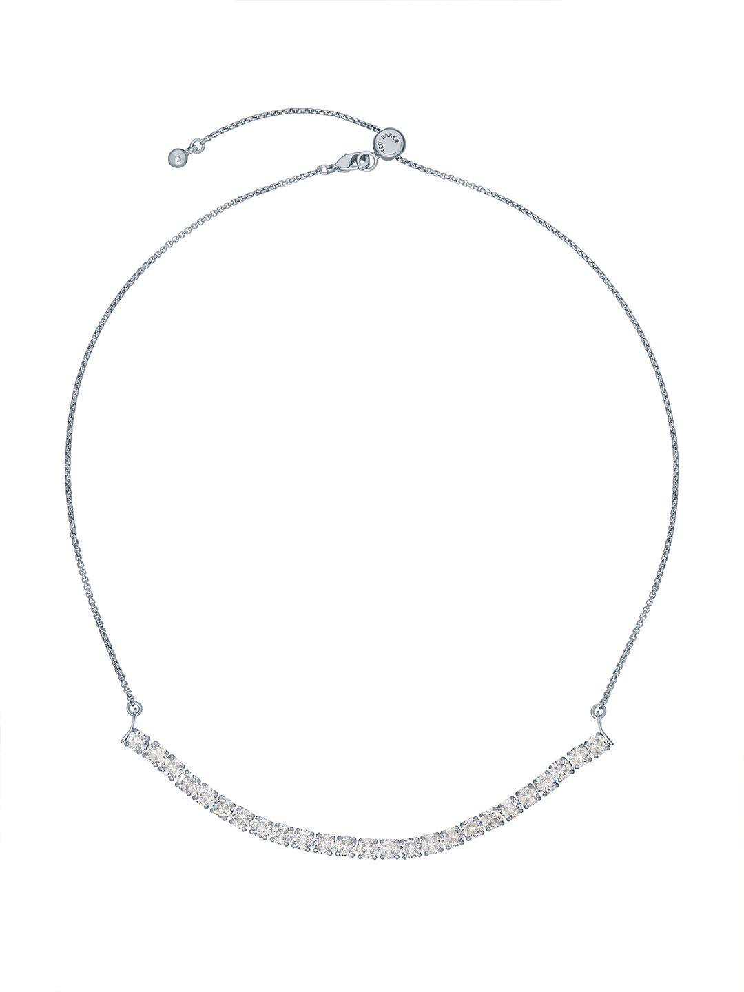 ted baker silver-plated & white brass artificial stones necklace