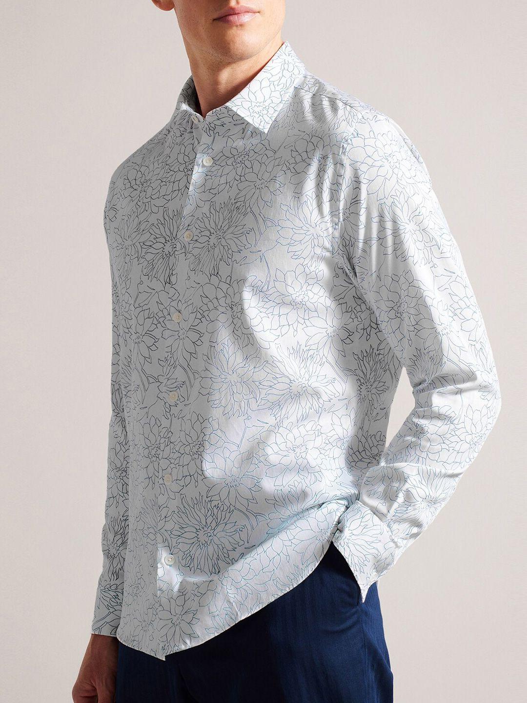 ted baker slim fit floral opaque printed cotton casual shirt