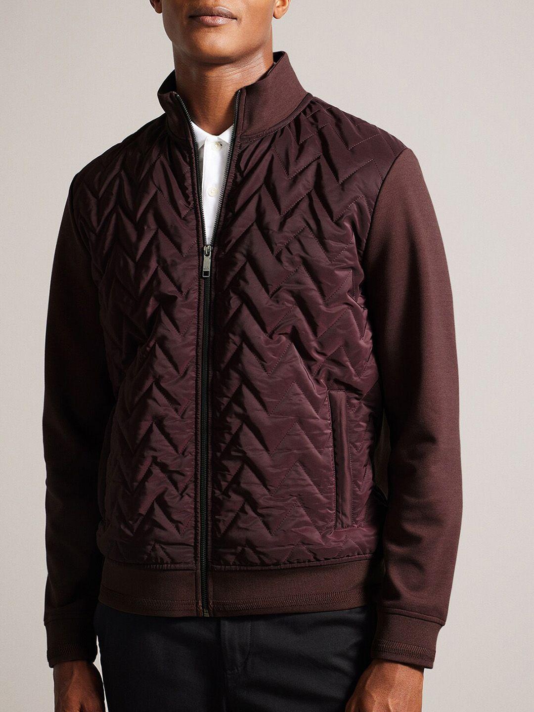ted baker stand collar longline geometric quilted jacket