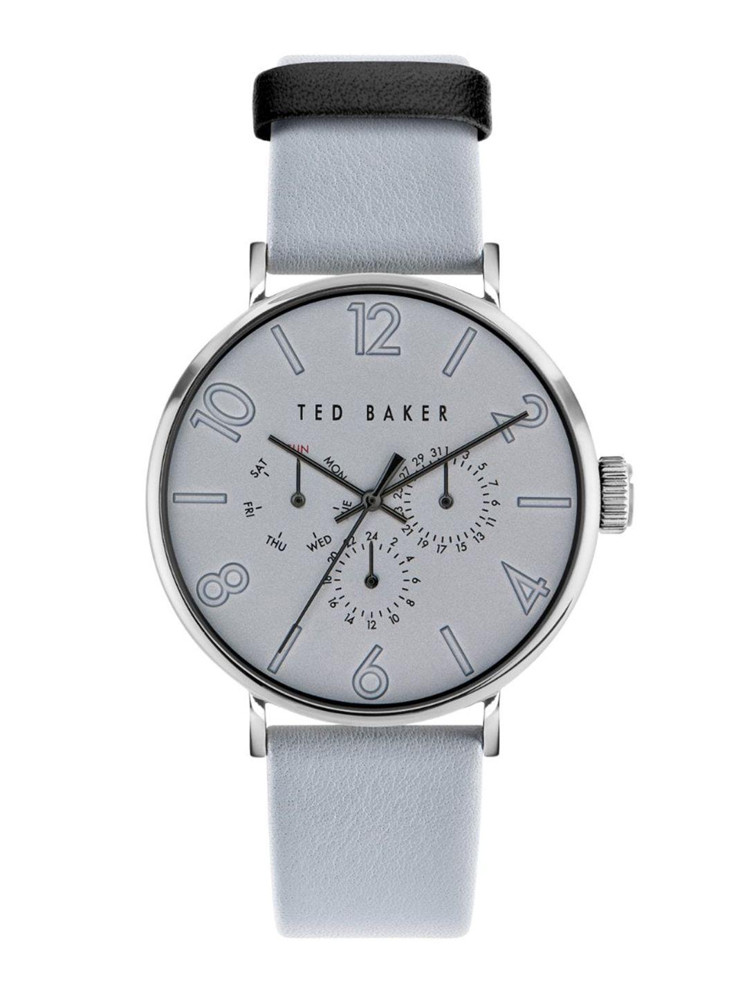 ted baker timeless men printed dial & leather straps digital watch bkppgs3029i