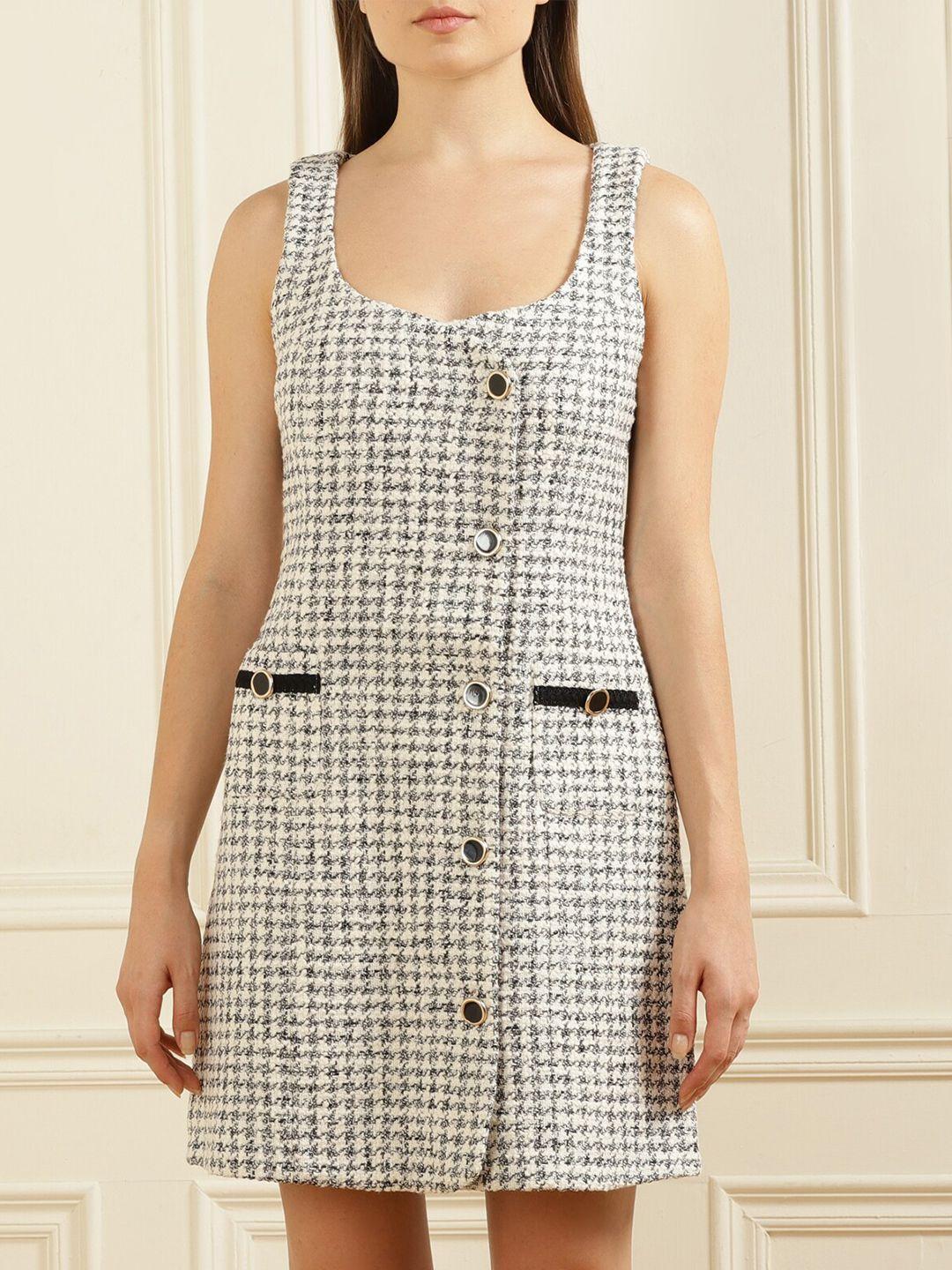 ted baker white checked a-line dress