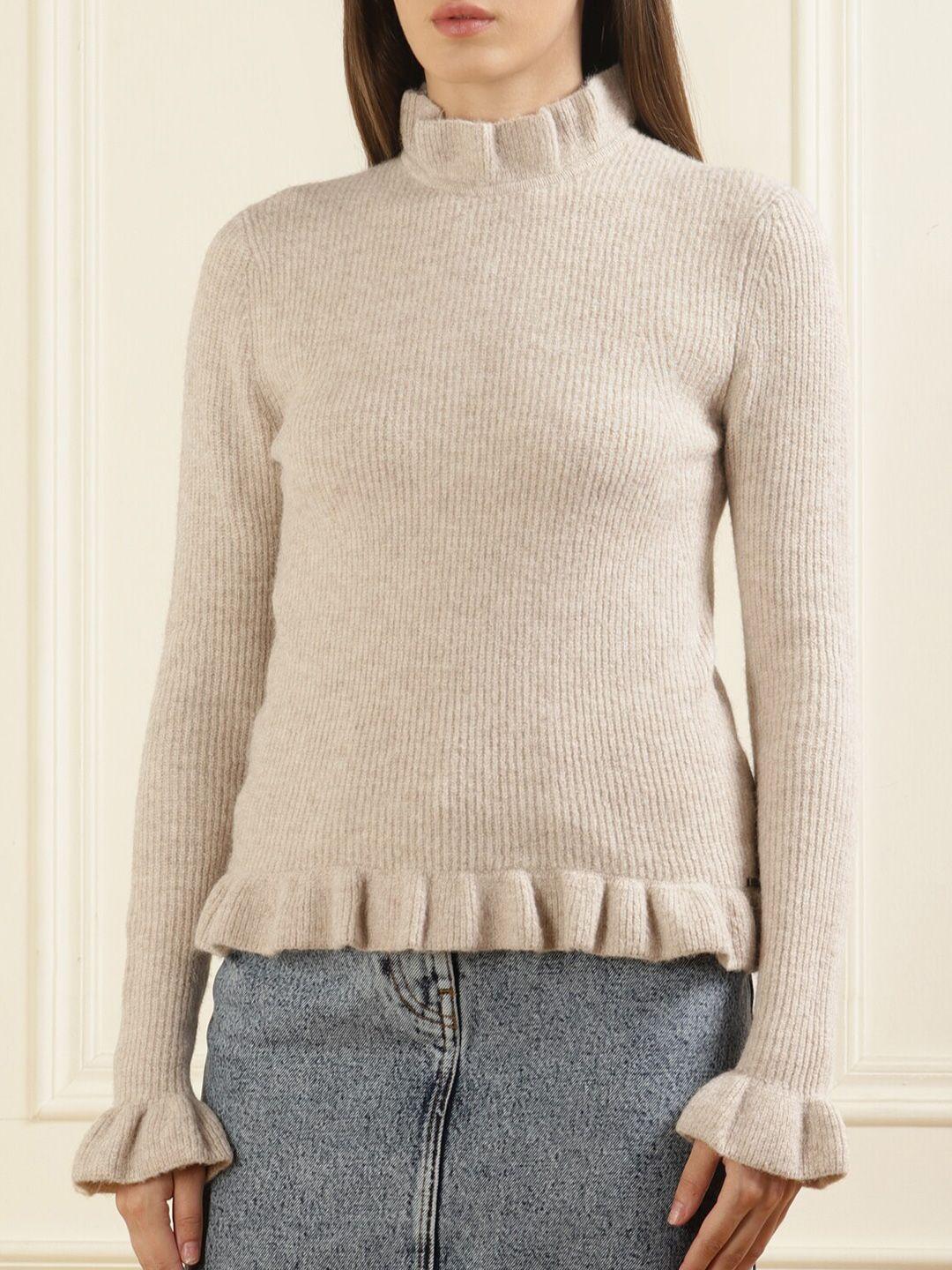 ted baker women beige cable knit pullover