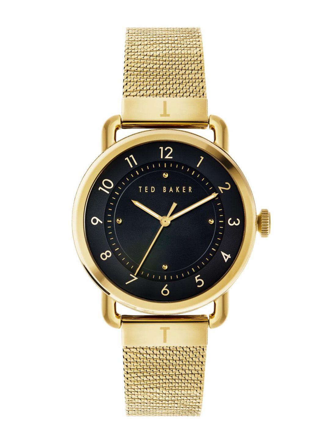 ted baker women black brass dial & gold toned straps analogue watch bkphrs202_1