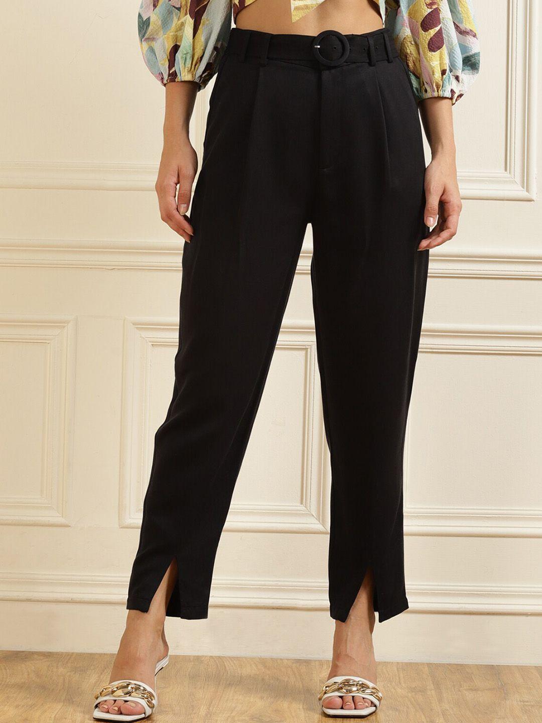 ted baker women black comfort pleated trousers