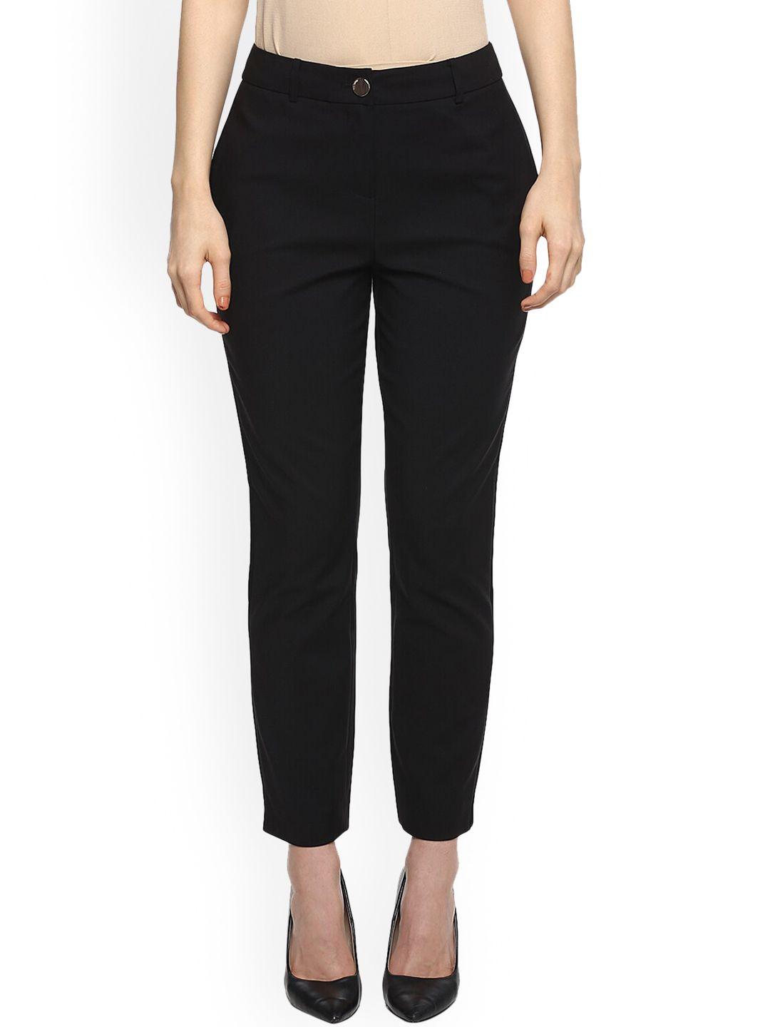 ted baker women black cotton trousers