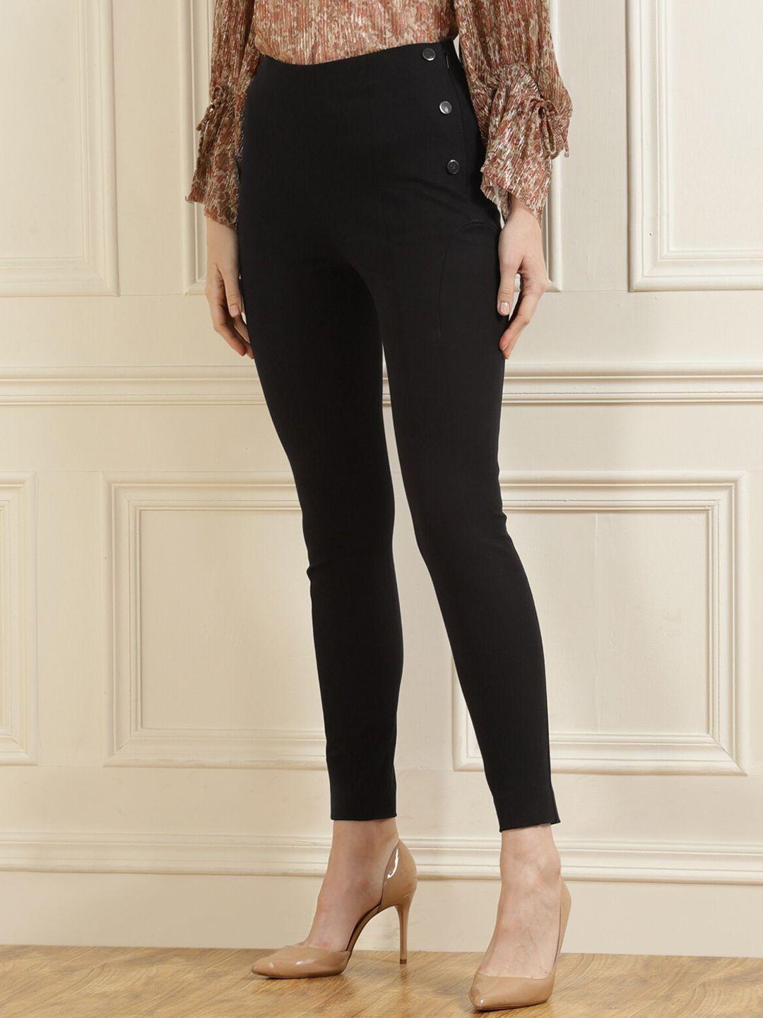 ted baker women black slim fit high-rise trousers