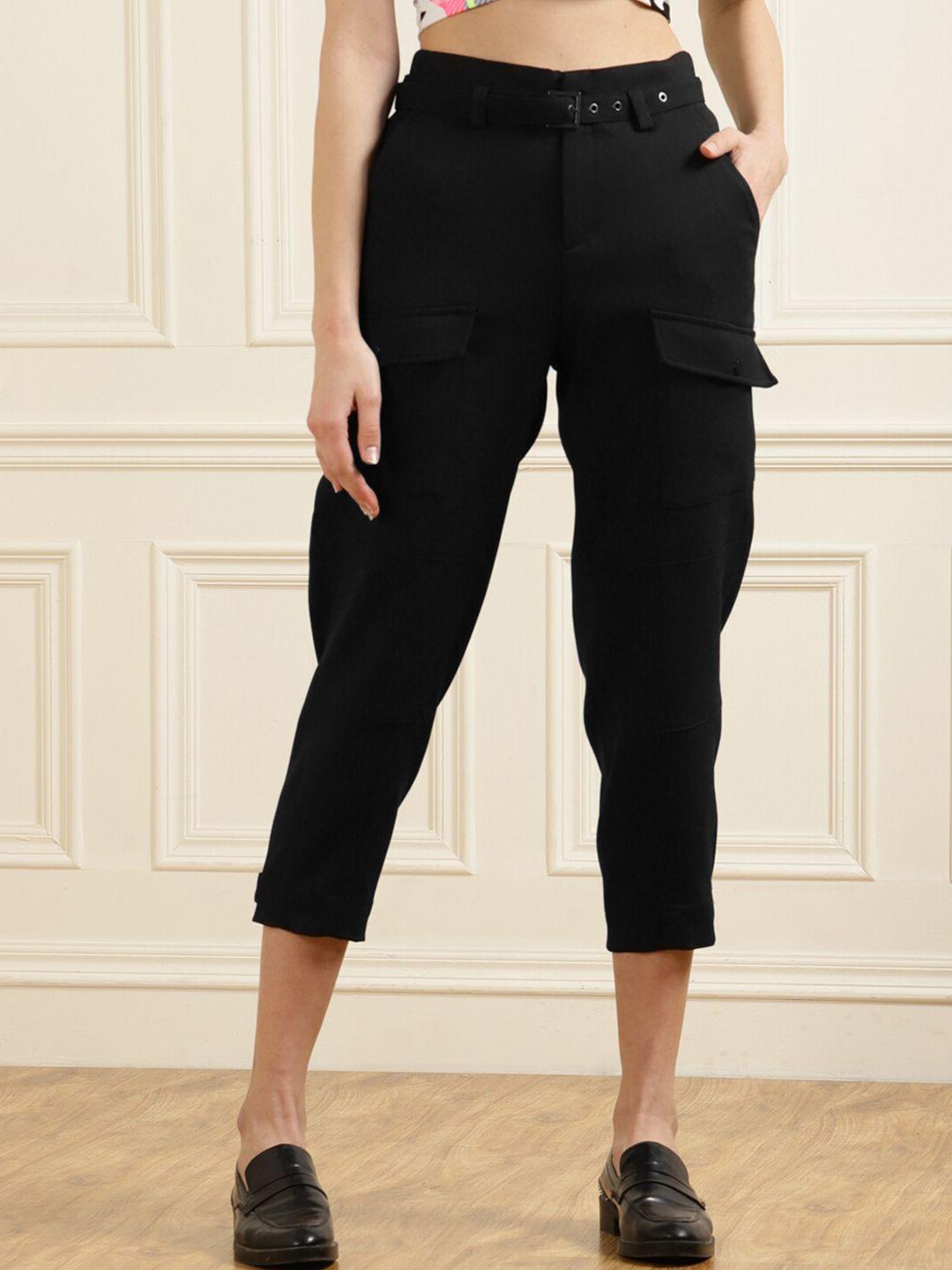 ted baker women black straight fit trousers