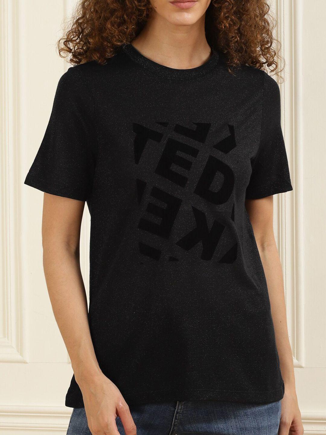 ted baker women black typography printed t-shirt