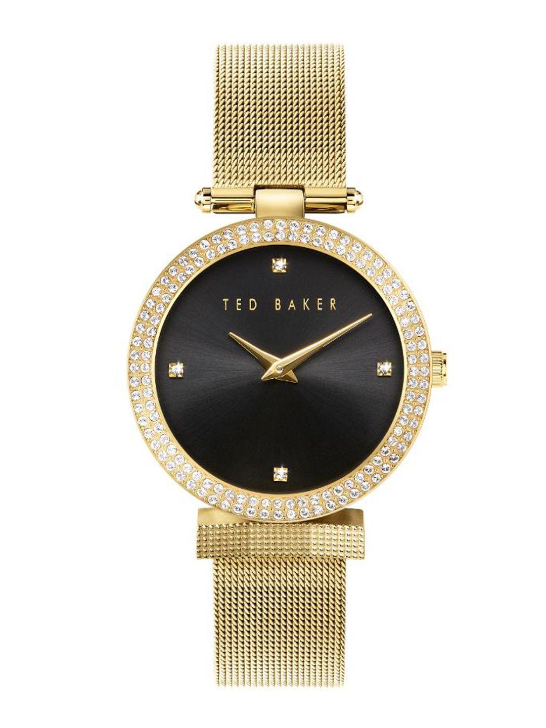 ted baker women embellished dial stainless steel bracelet style straps analogue watch