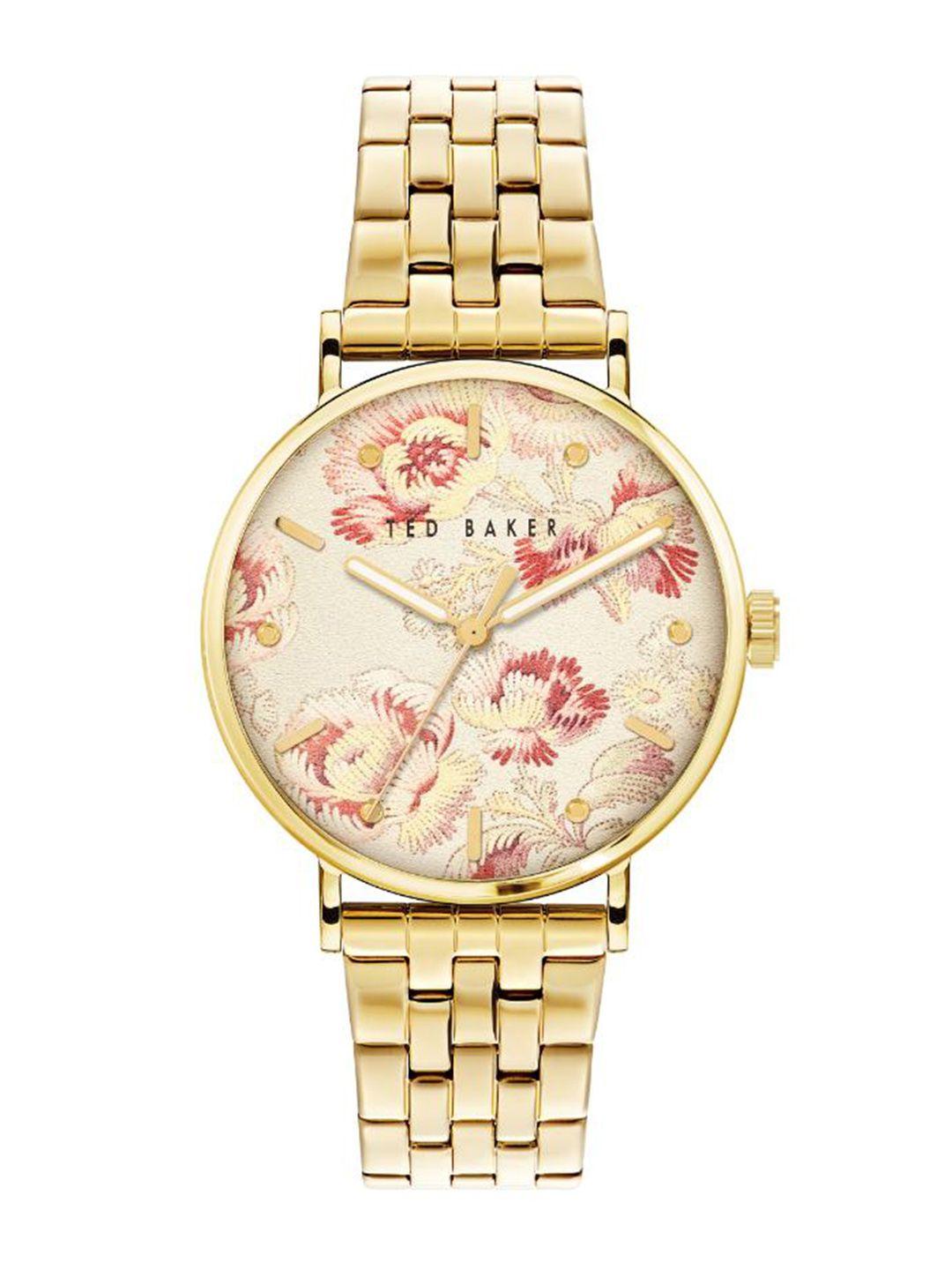 ted baker women gold-plated stainless steel bracelet style straps analogue watch bkpphf208