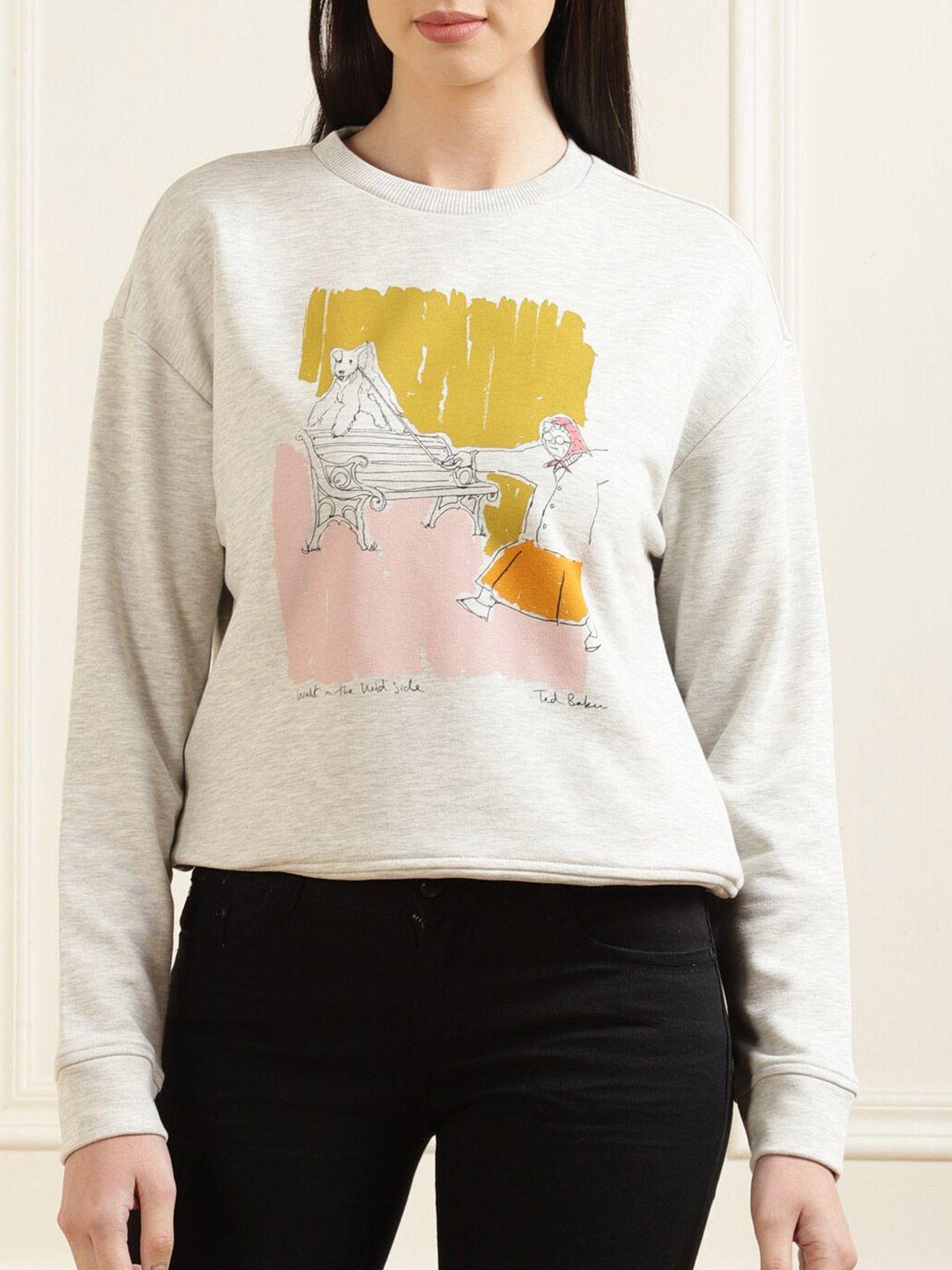 ted baker women grey printed sweatshirt