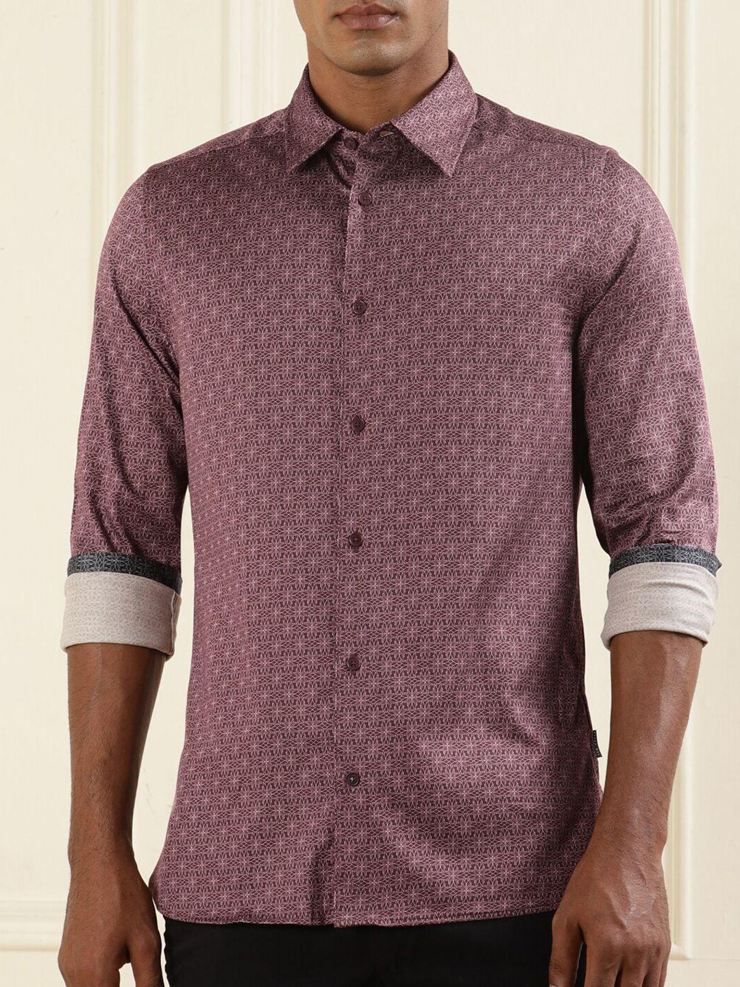 ted baker women maroon opaque printed formal shirt