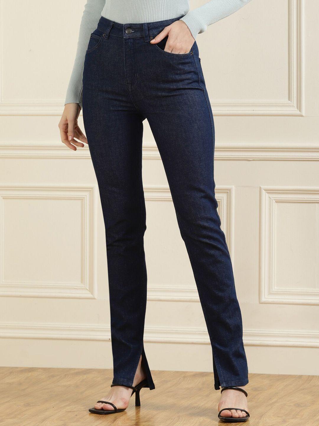 ted baker women navy blue high-rise cotton jeans