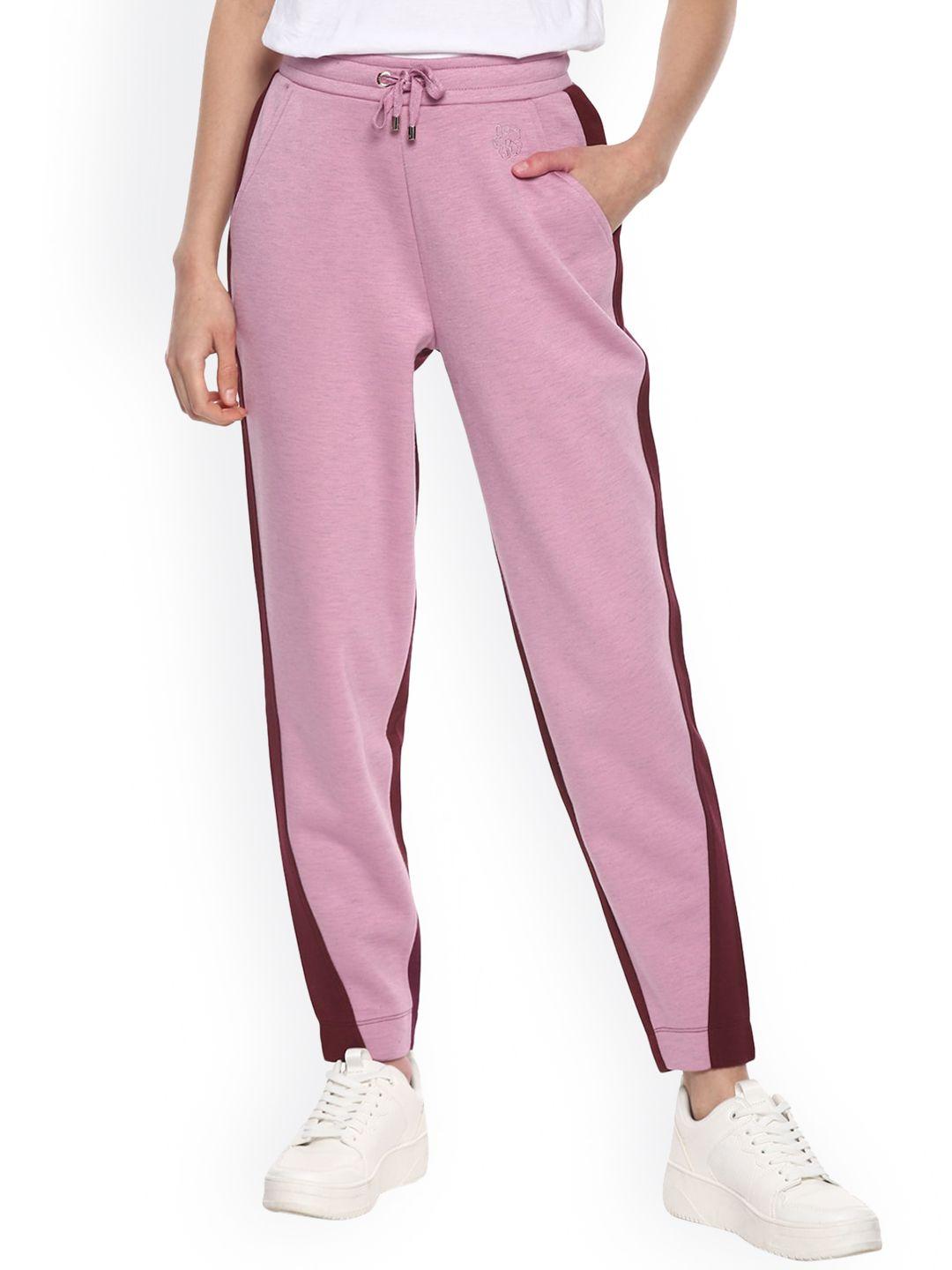 ted baker women pink & maroon solid track pants