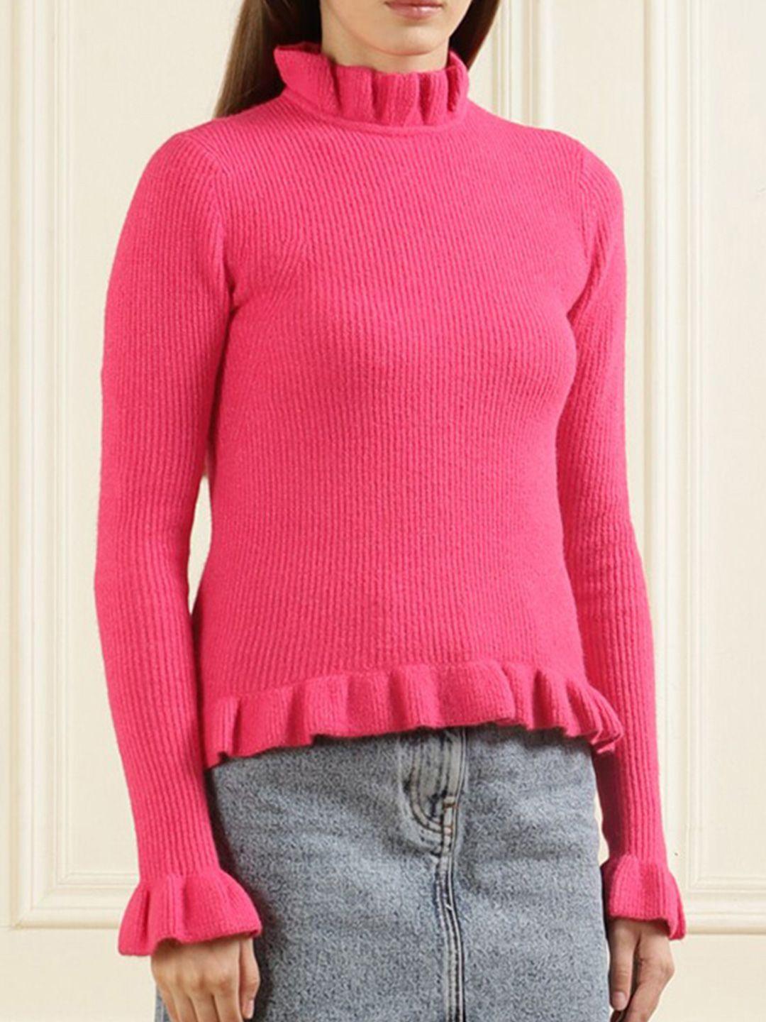 ted baker women pink ribbed pullover