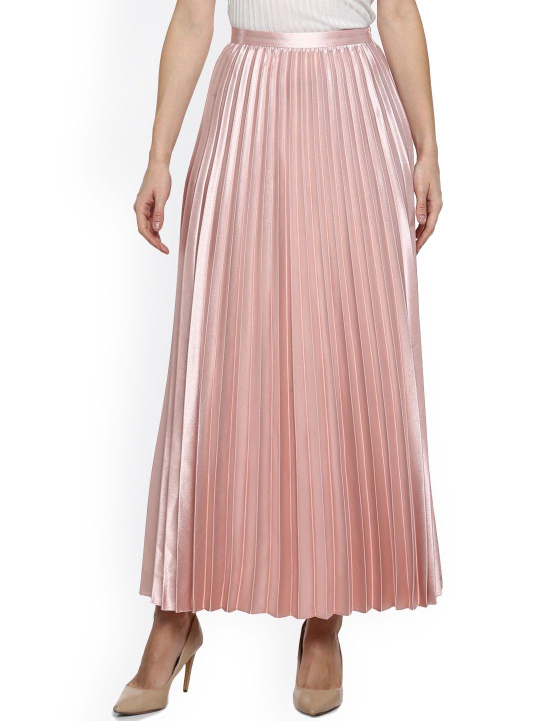ted baker women pink solid flared maxi skirt