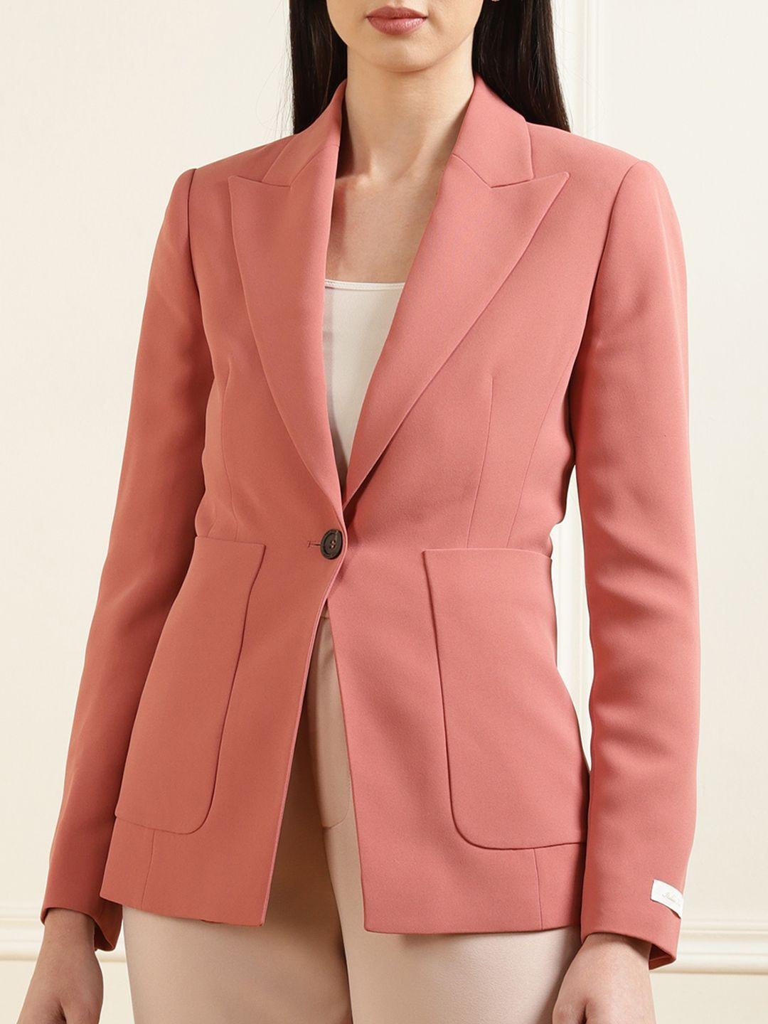 ted baker women pink solid single-breasted formal blazer