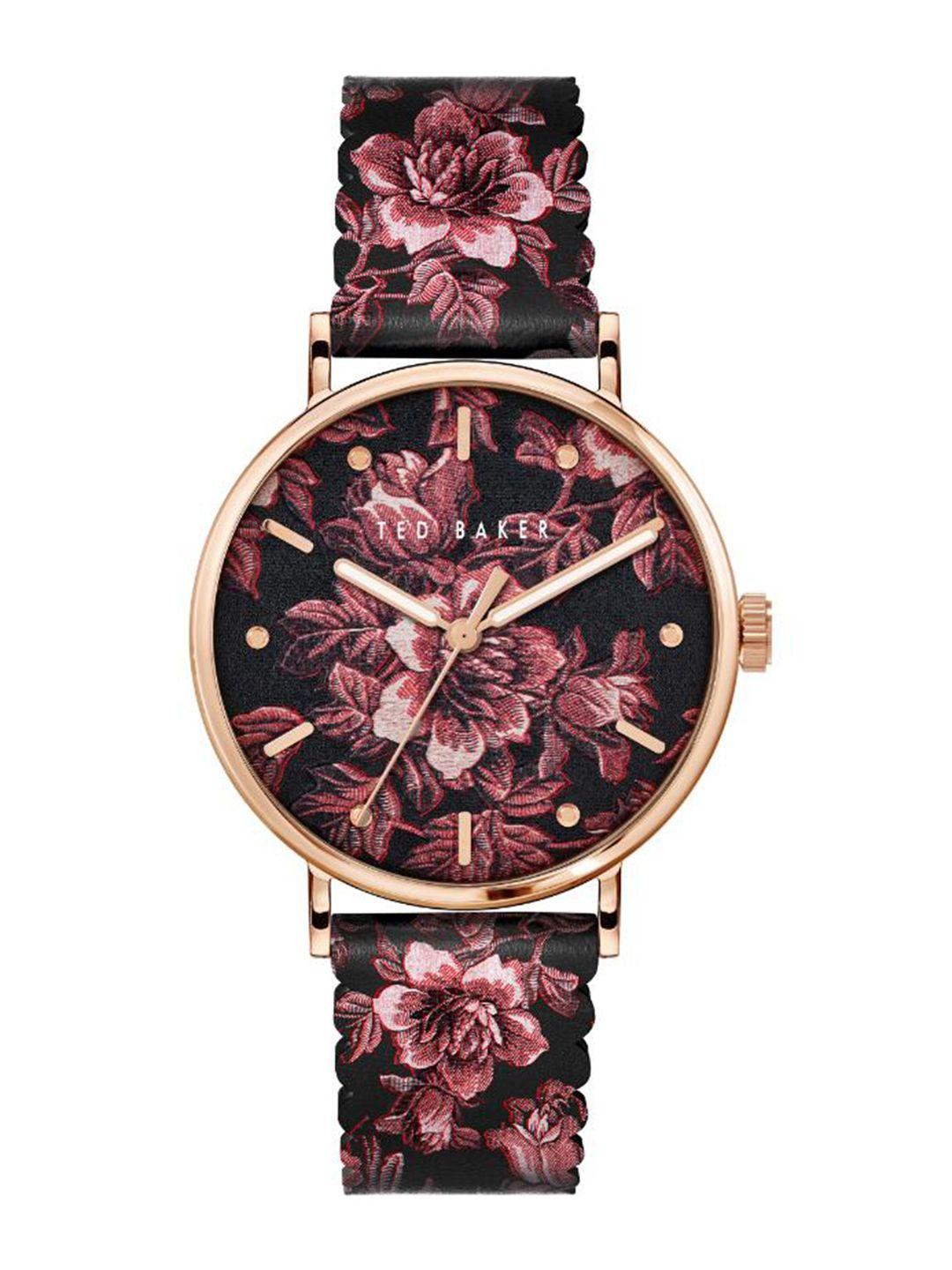 ted baker women printed dial leather straps analogue watch