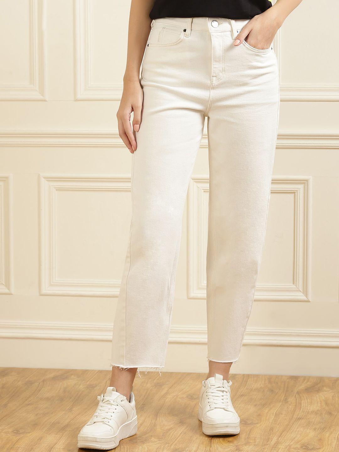 ted baker women white solid straight fit high-rise jeans