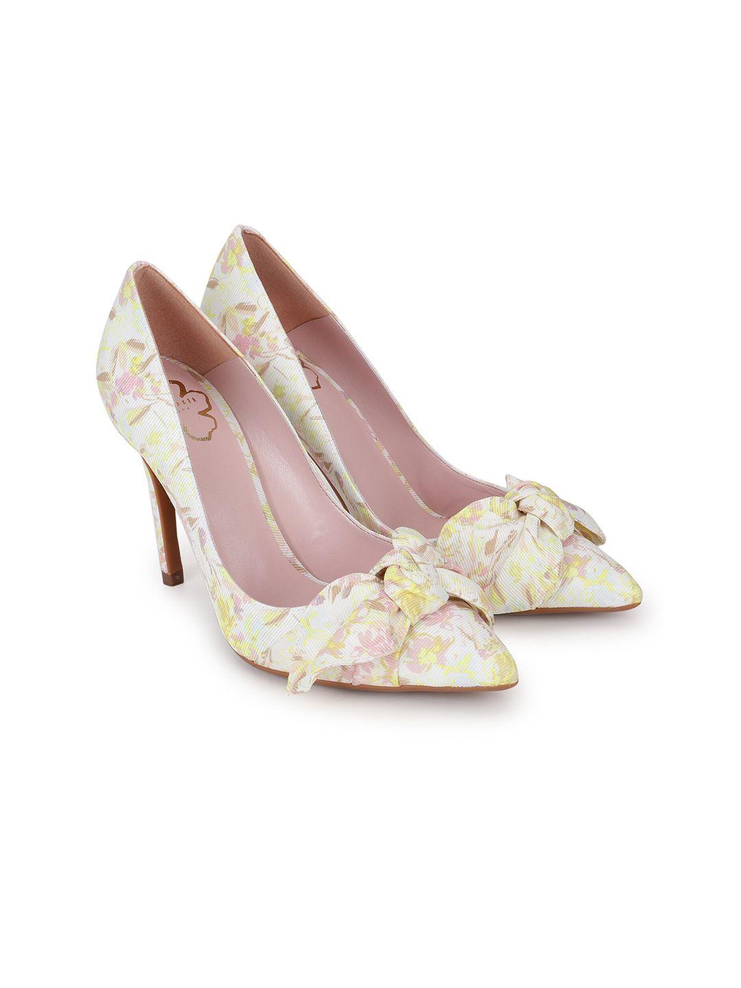 ted baker women yellow printed derbys