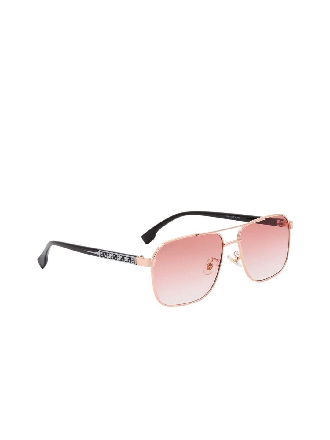 ted smith pink lens & gold-toned aviator sunglasses with uv protected lens