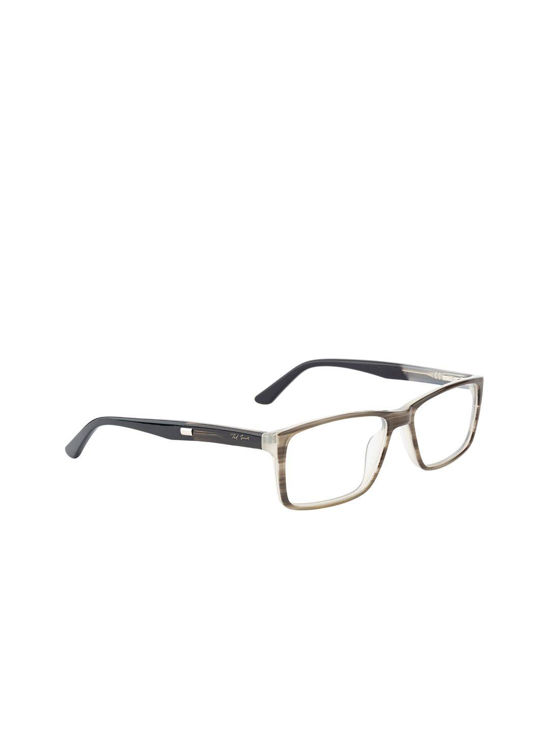 ted smith unisex black & beige colourblocked full rim rectangle frames eyeglasses