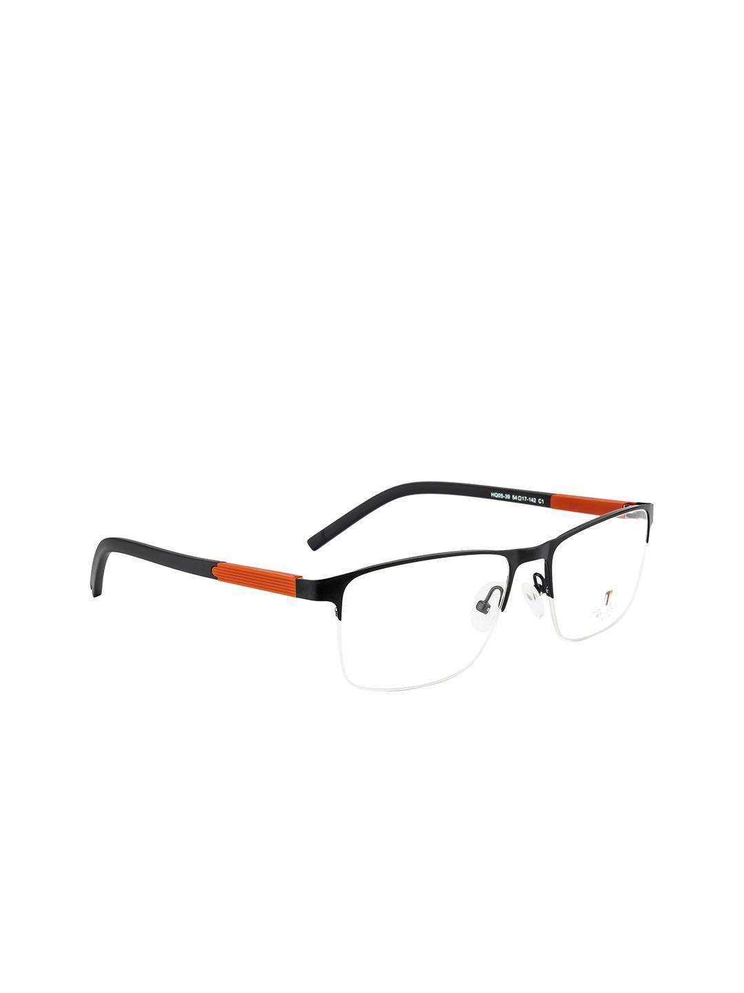 ted smith unisex black & red half rim wayfarer frames eyeglasses