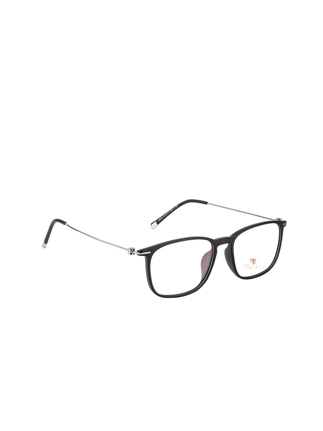 ted smith unisex black & silver-toned solid full rim square frames eyeglasses