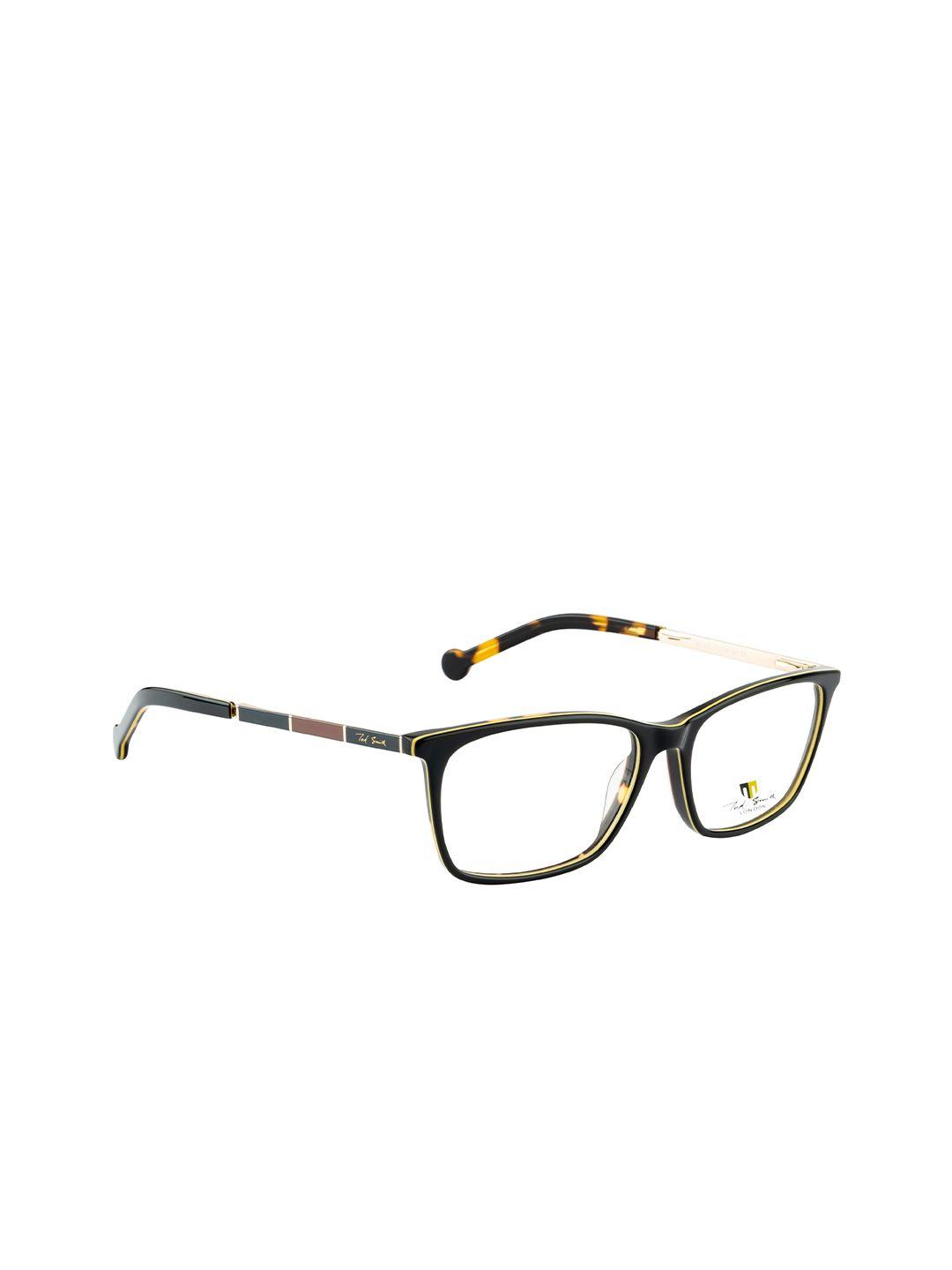 ted smith unisex black & yellow full rim rectangle frames eyeglasses