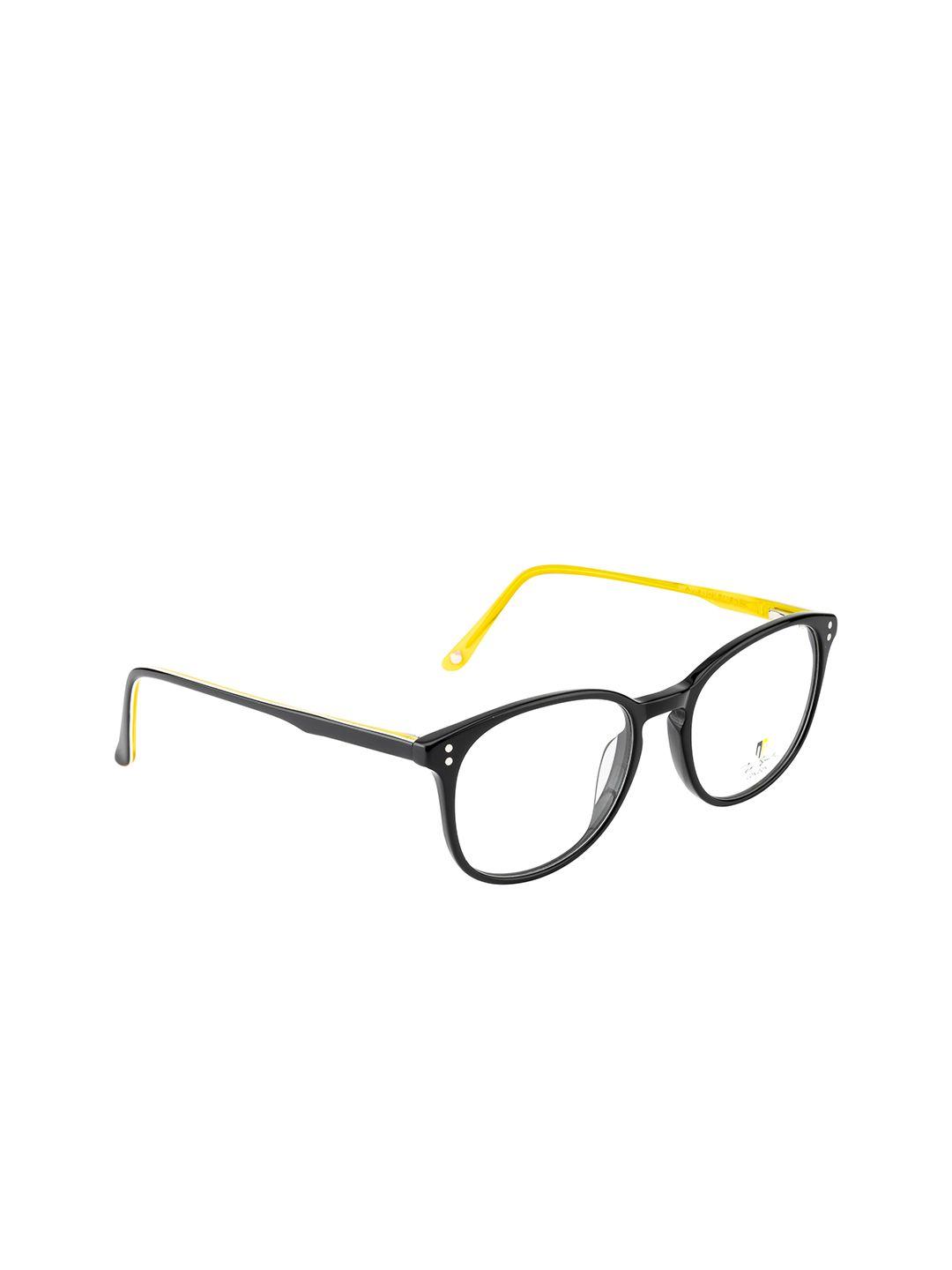 ted smith unisex black & yellow solid full rim round frames