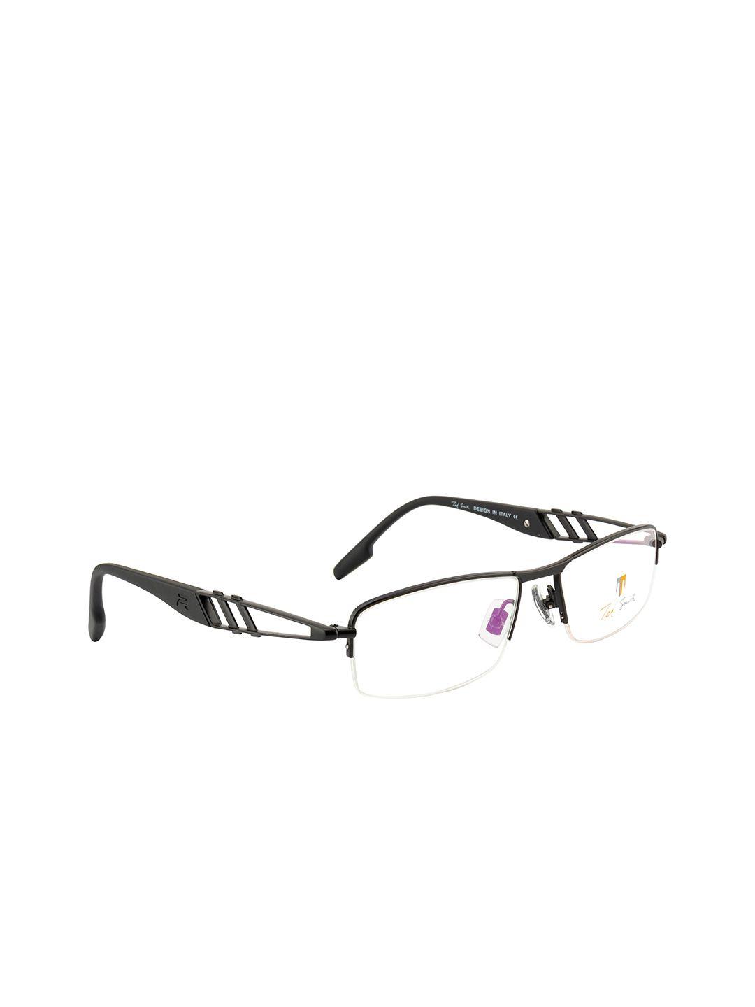 ted smith unisex black half rim rectangle frames eyeglasses