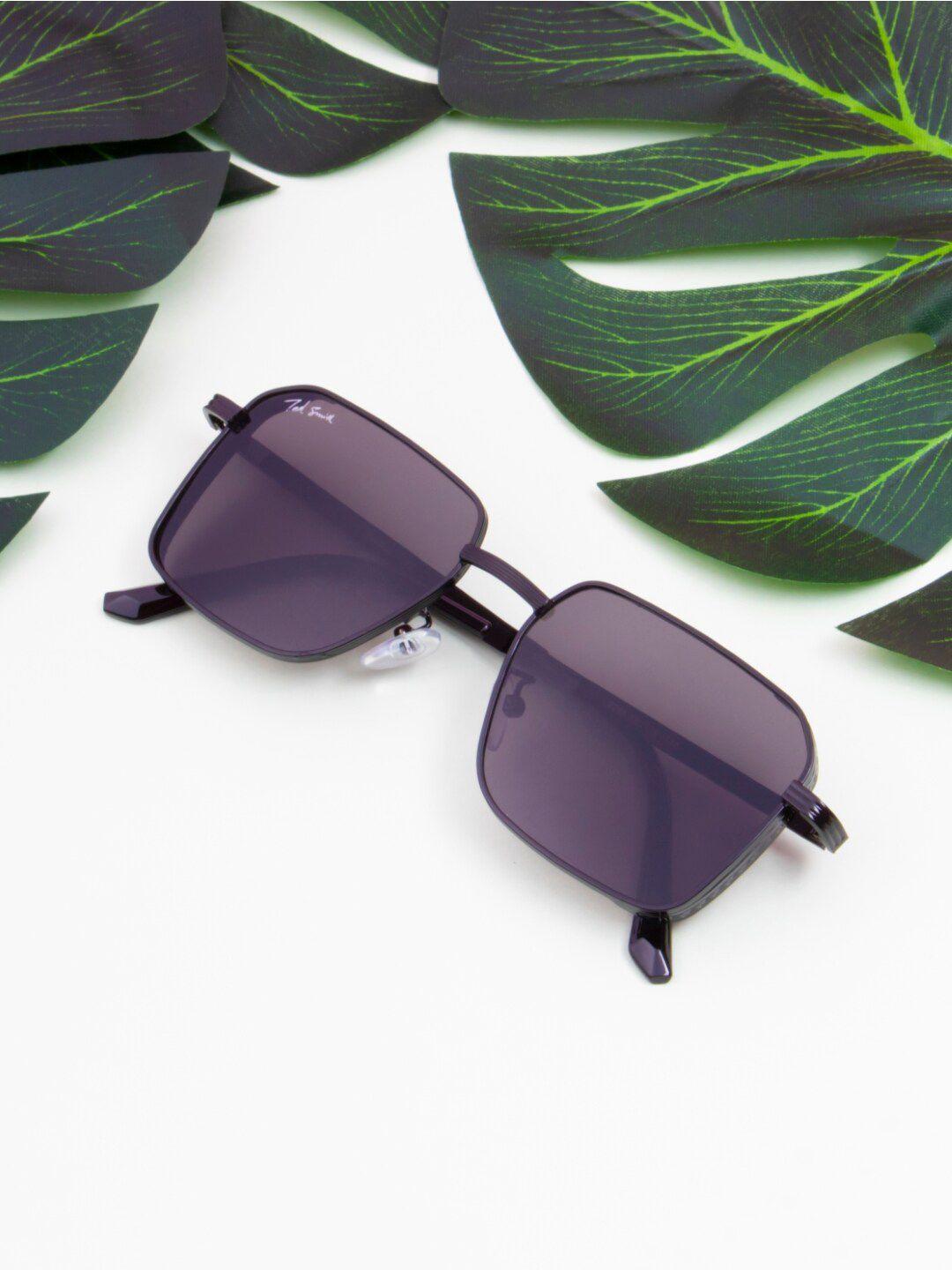ted smith unisex black lens & black wayfarer sunglasses with uv protected lens