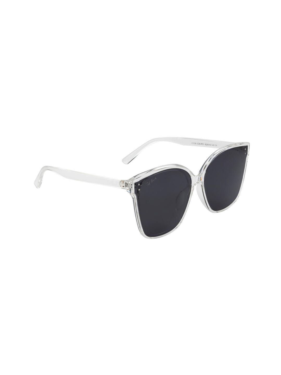 ted smith unisex black lens & white square sunglasses with uv protected lens