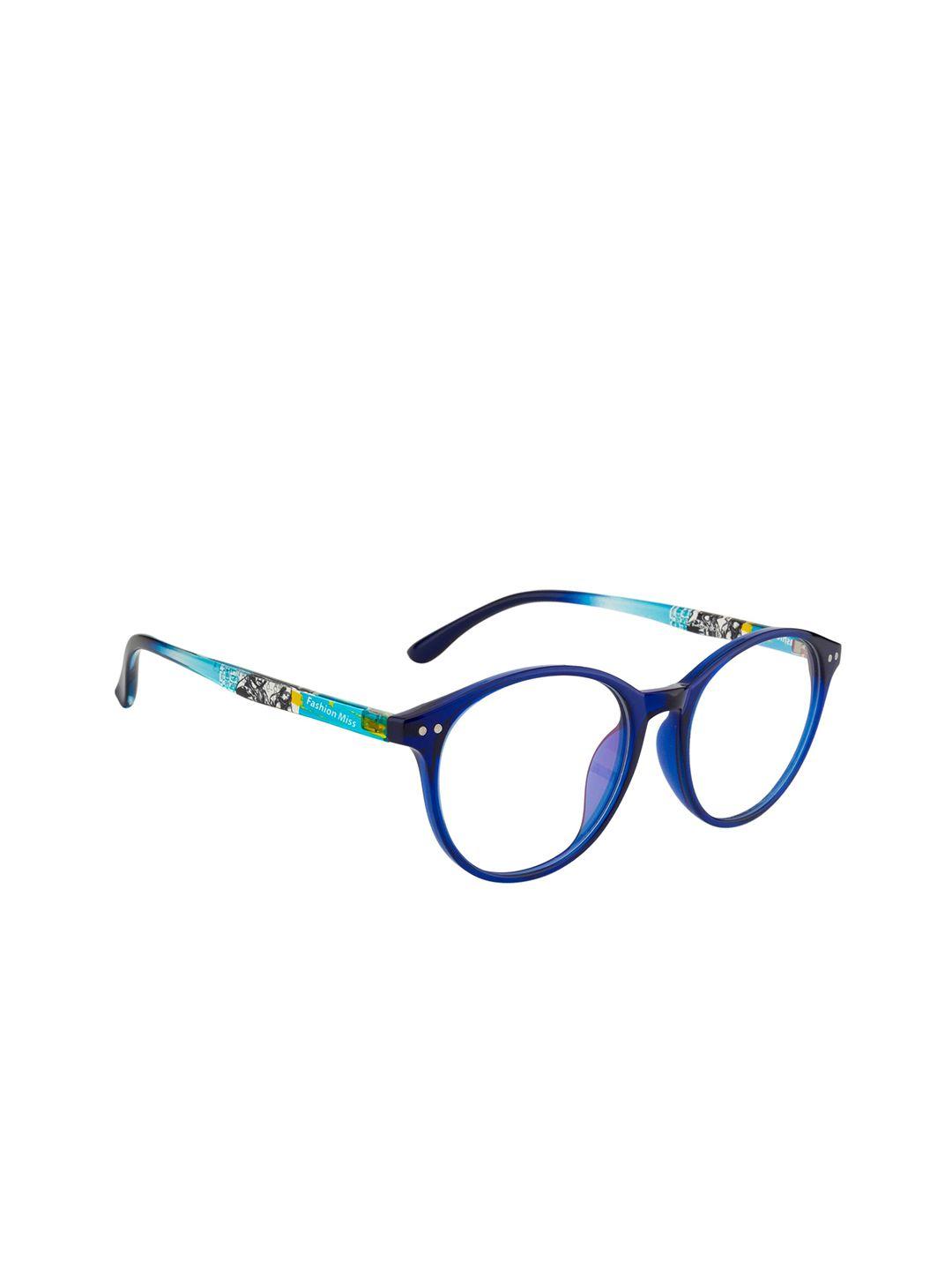 ted smith unisex blue & black full rim round frames eyeglasses