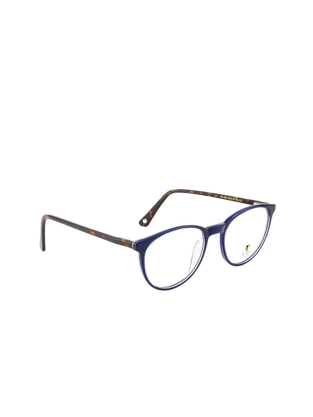 ted smith unisex blue & brown solid full rim round frames eyeglasses