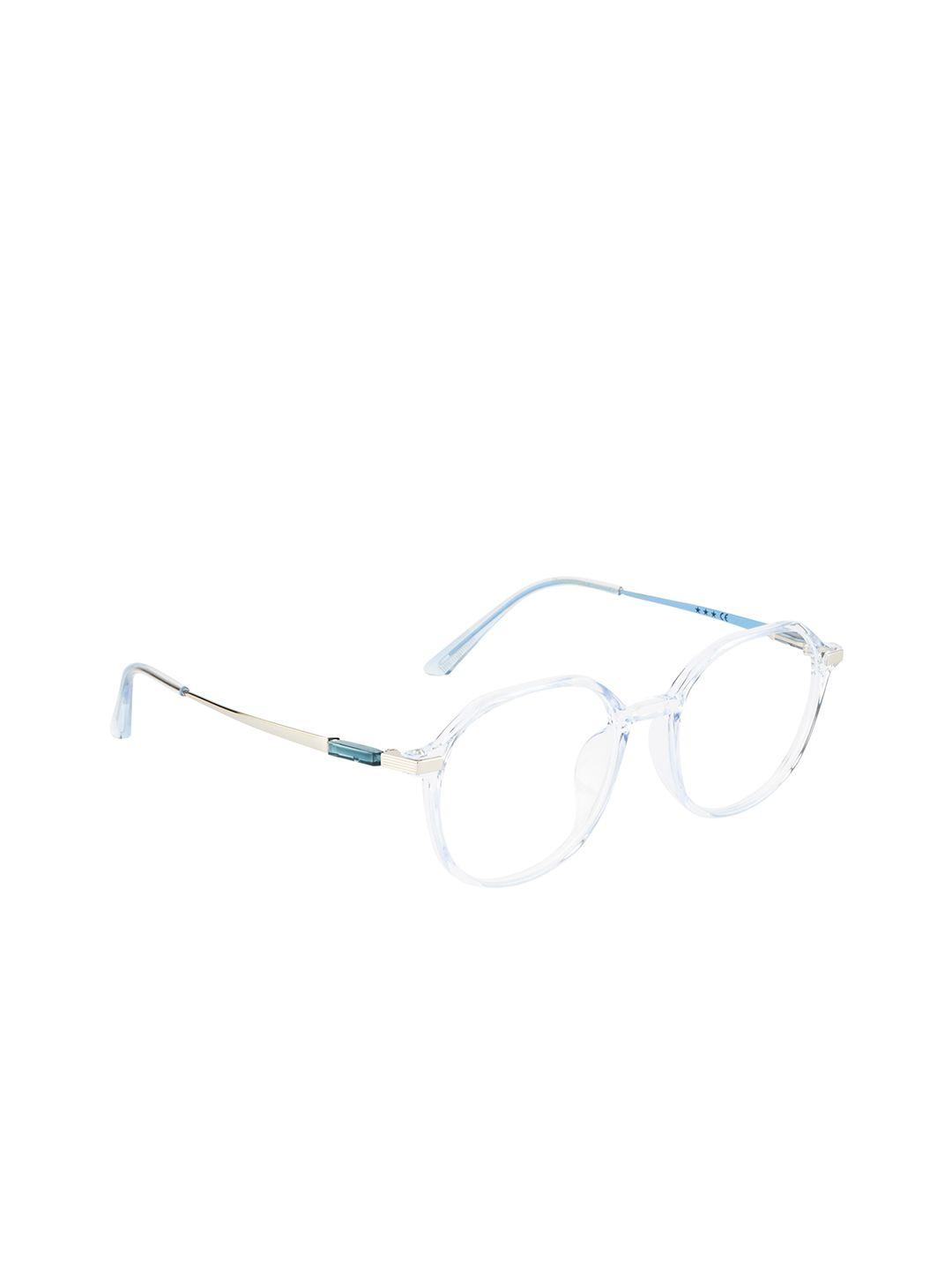 ted smith unisex blue & silver-toned full rim oval frames