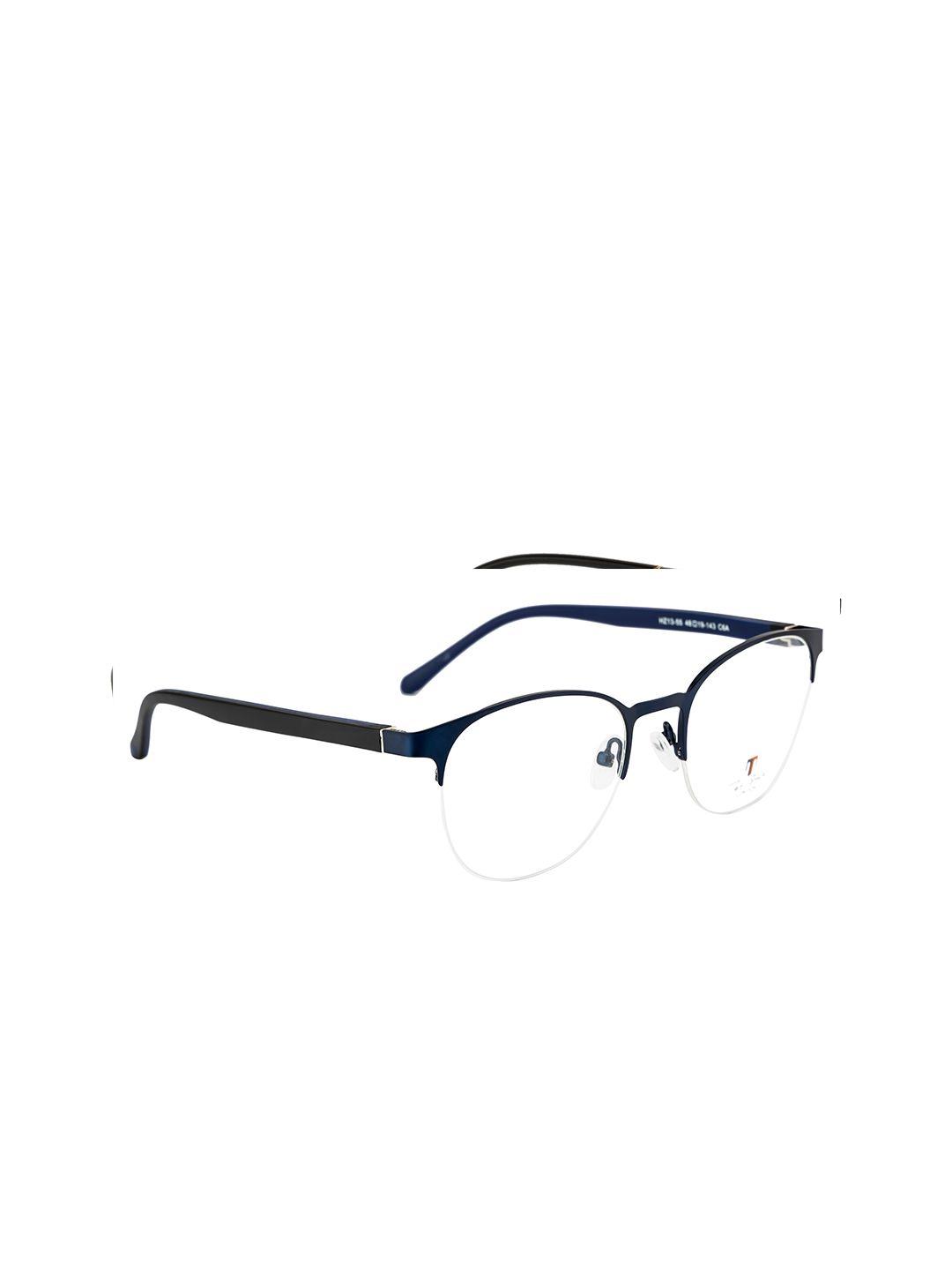 ted smith unisex blue half rim round frames eyeglasses