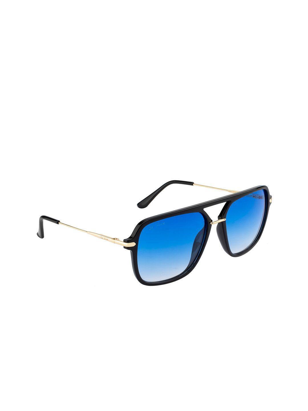 ted smith unisex blue lens & black wayfarer sunglasses with uv protected lens