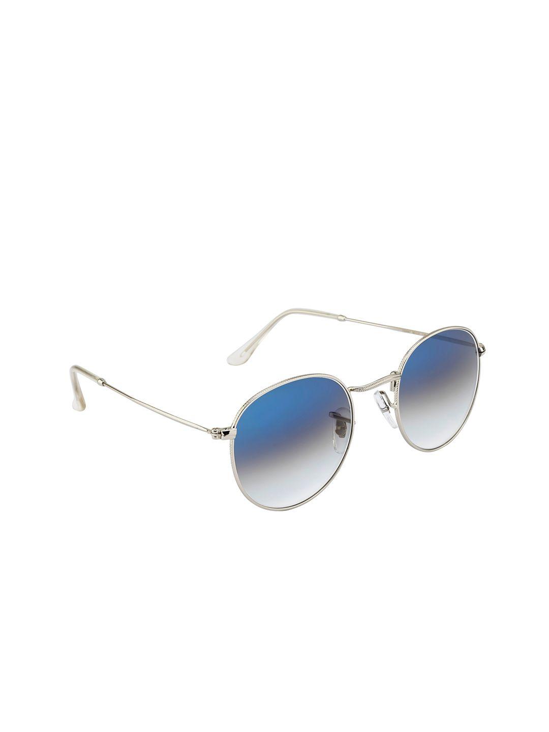 ted smith unisex blue lens & silver-toned round sunglasses lmoon_c17