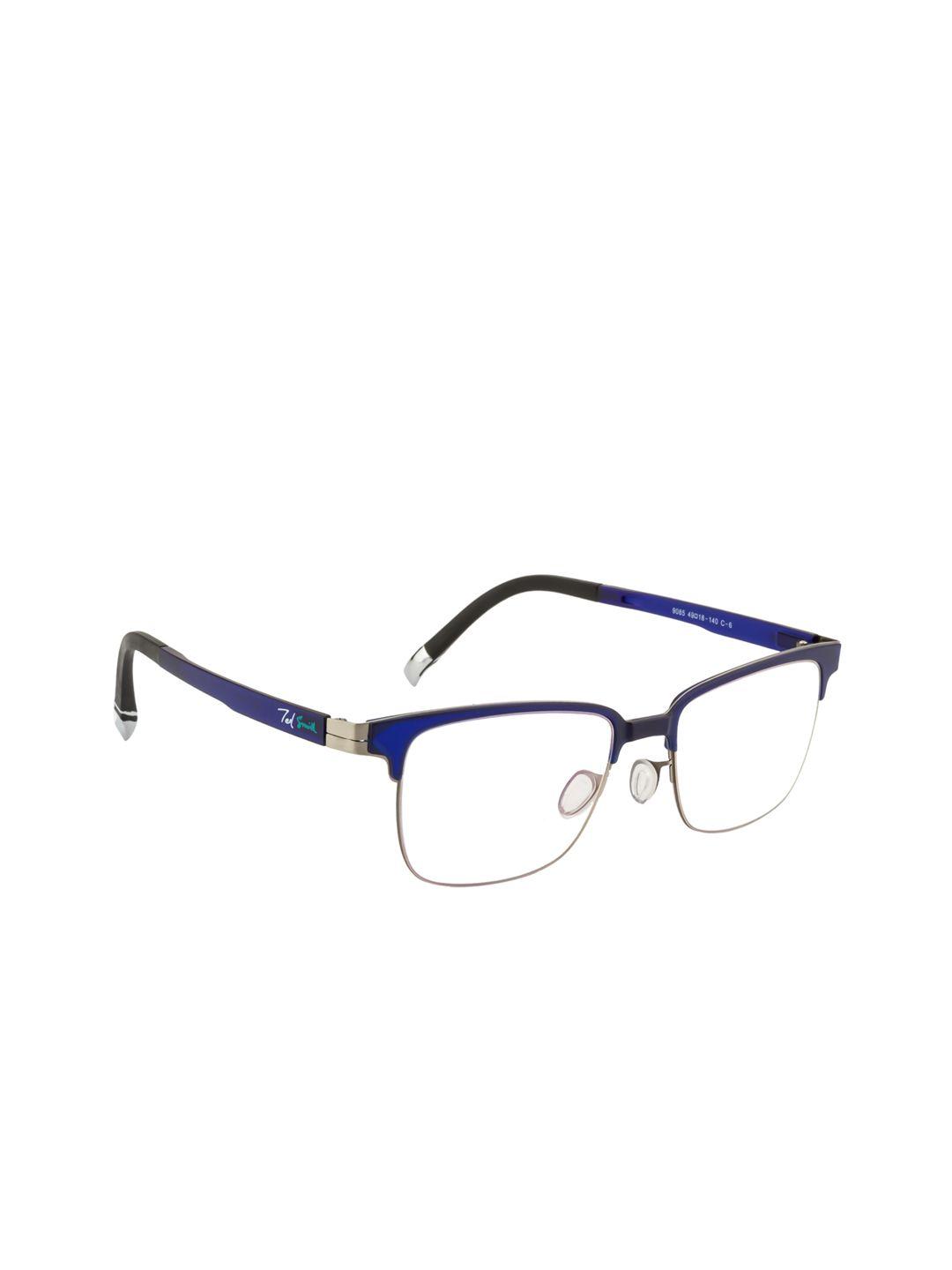 ted smith unisex blue solid half rim square frames eyeglasses