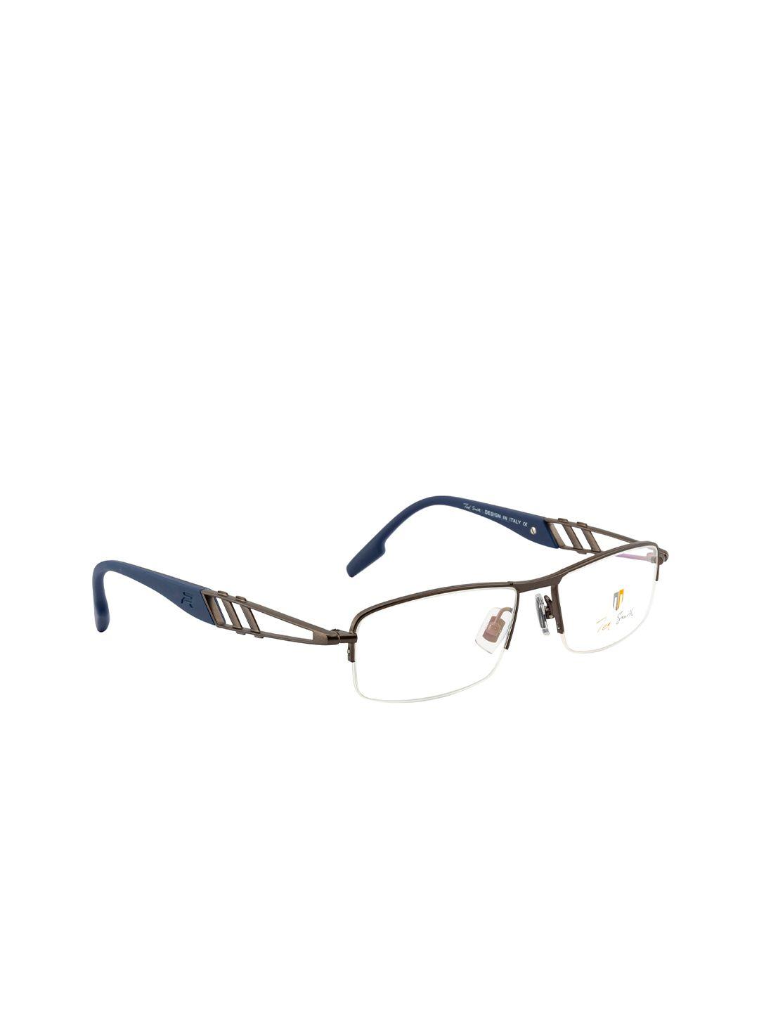 ted smith unisex brown & blue half rim rectangle frames eyeglasses