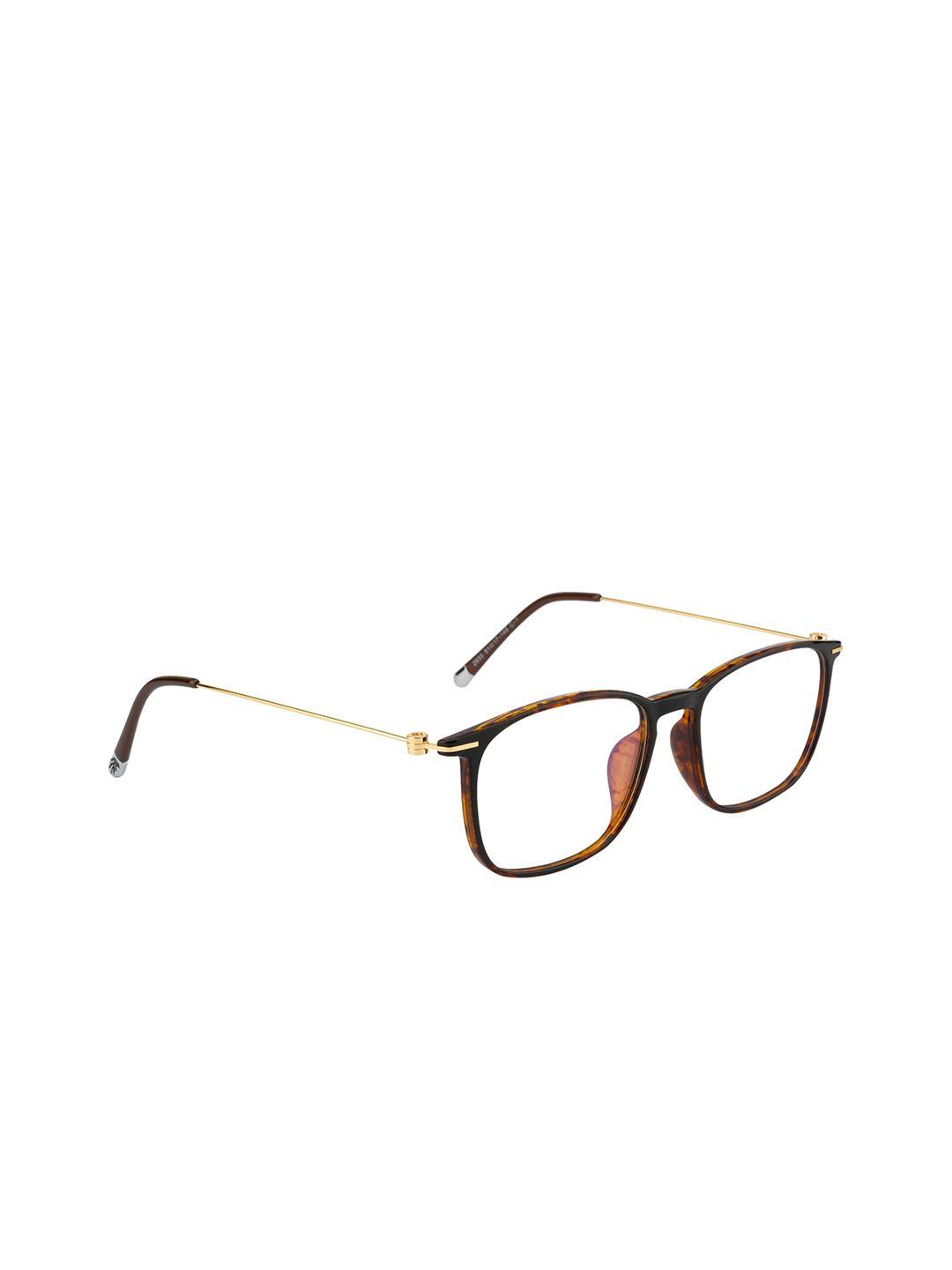 ted smith unisex brown & gold-toned full rim wayfarer frames eyeglasses