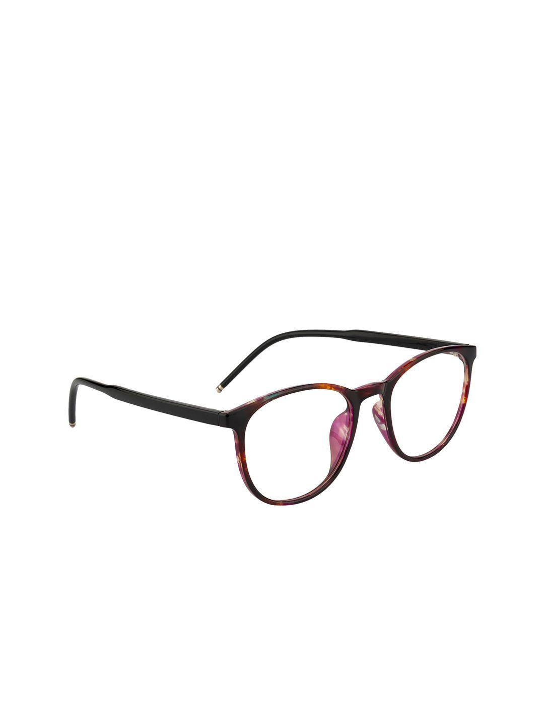 ted smith unisex brown & red full rim round frames eyeglasses