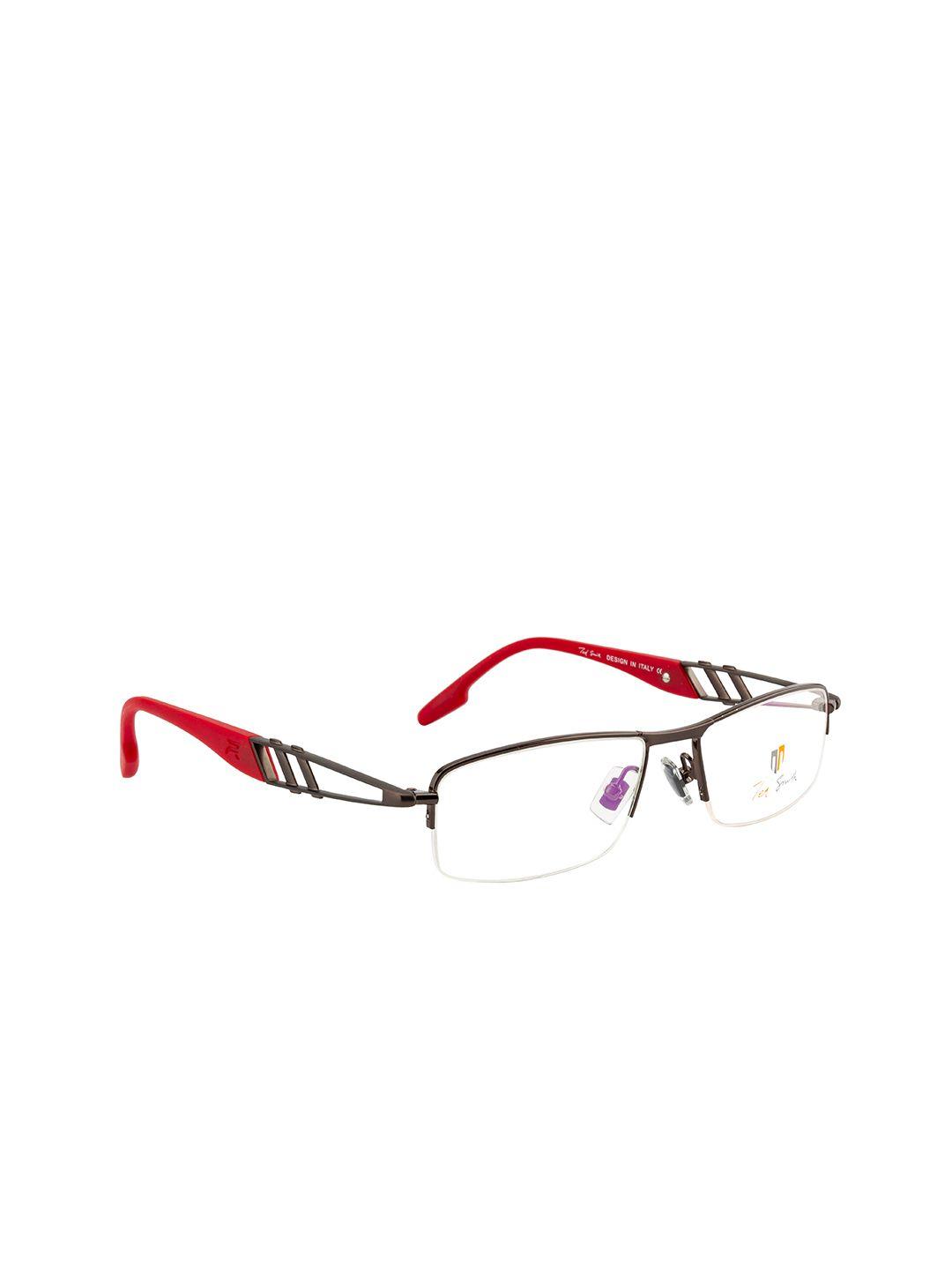 ted smith unisex brown & red half rim rectangle frames eyeglasses
