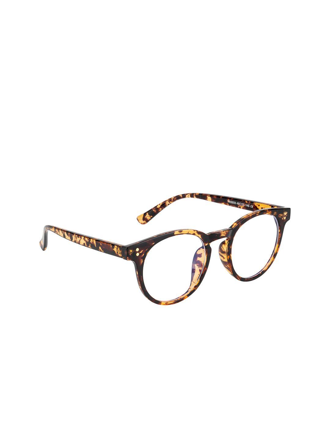 ted smith unisex brown & yellow abstract full rim round frames tsi-8859-demi